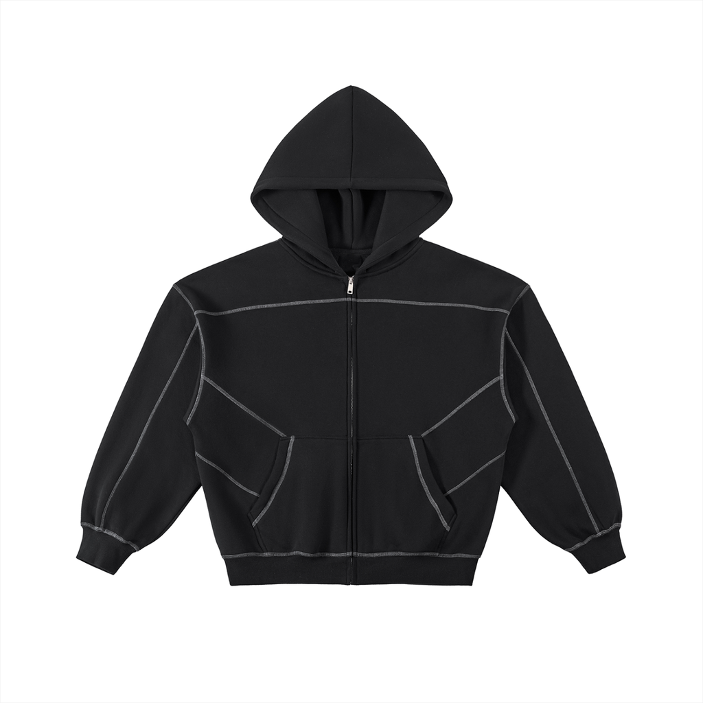 R&R - Contrast Stitch Zip Hoodie